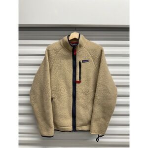 Patagonia Mens Retro-X Fleece Jacket Large Tan Blue Full Zip Sherpa deep pile